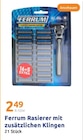 Rasierer mit zusätzlichen Klingen im Angebot bei Action in Ulm Rasierer mit zusätzlichen Klingen Angebote von Ferrum bei Action Ulm für 2,49 €