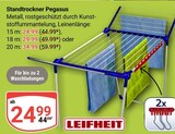 Standtrockner Pegasus 15 m im Angebot bei GLOBUS in Duisburg Standtrockner Pegasus 15 m Angebote von Leifheit bei GLOBUS Duisburg für 24,99 €