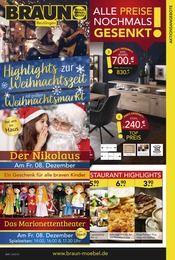 BRAUN Möbel-Center Prospekt für Balingen mit 22 Seiten BRAUN Möbel-Center Prospekt für Balingen: "ALLE PREISE NOCHMAL GESENKT!", 22 Seiten, 29.11.2023 - 23.12.2023