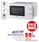 Micro-ondes gril 20L - Curtiss en promo chez Super U Roanne à 59,99 €