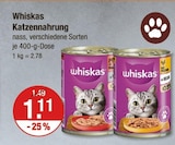 Katzennahrung von Whiskas im aktuellen V-Markt Prospekt für 1,11 €