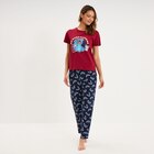 Ensemble pyjama pantalon t-shirt Stitch bordeaux femme - La Halle à Lambersart Ensemble pyjama pantalon t-shirt Stitch bordeaux femme en promo chez La Halle Lambersart à 22,99 €