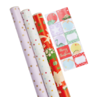 Kit 3 rouleaux de papier cadeau et 20 stickers - Gifi à Valence Kit 3 rouleaux de papier cadeau et 20 stickers en promo chez Gifi Valence à 2,99 €