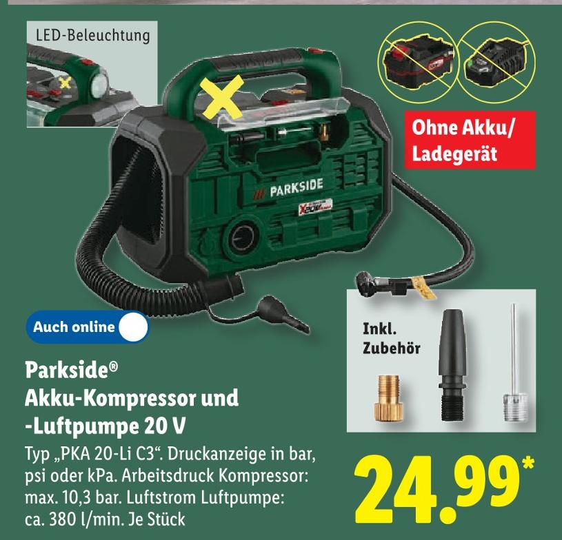 Akku-Kompressor und -Luftpumpe 20 V