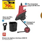 Broyeur de végétaux électrique 2500 W en promo chez Castorama Reims à 79,90 €