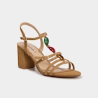 Sandales à talons 7 cm suédine et bijoux sable femme - La Halle Sandales à talons 7 cm suédine et bijoux sable femme à 25,19 € dans le catalogue La Halle