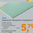 Gipskarton-Bauplatte imprägniert von Knauf für 5,79 € bei Globus-Baumarkt im Angebot Gipskarton-Bauplatte imprägniert von Knauf im aktuellen Globus-Baumarkt Prospekt