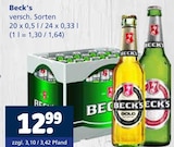 verschiedene Sorten im Angebot bei Getränkewelt in Kaarst verschiedene Sorten Angebote von Beck's bei Getränkewelt Kaarst für 12,99 €
