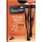 Halterlose Strümpfe mit Spitzenband schwarz Gr. 38/40, 20 DEN bei dm-drogerie markt im Sennfeld Prospekt für 3,95 €