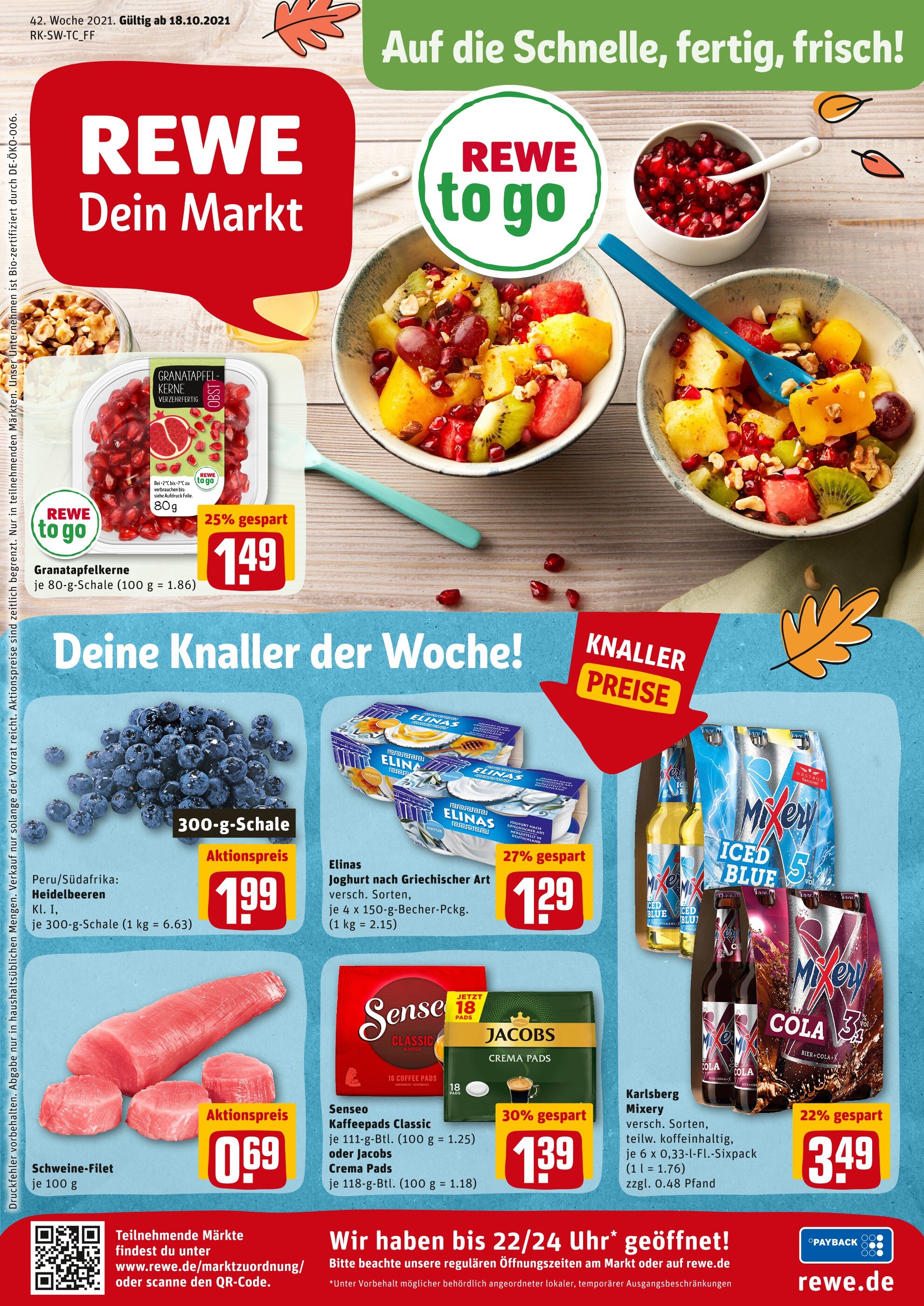 REWE Prospekt für Stuttgart mit 13 Seiten REWE Prospekt für Stuttgart: "Angebote im Markt", 13 Seiten, 18.10.2021 - 23.10.2021