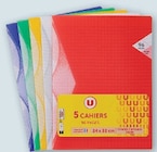 5 cahiers piqures 24x32cm - U en promo à 4,79 € chez Super U 5 cahiers piqures 24x32cm - U dans le catalogue Super U