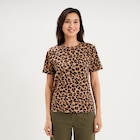 Promo T-shirt coton col rond manches courtes ficelle femme à 5,99 € dans le catalogue La Halle à Lanester