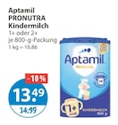 PRONUTRA Kindermilch 1+ im V-Markt Prospekt PRONUTRA Kindermilch 1+ von Aptamil im aktuellen V-Markt Prospekt für 13,49 €