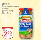 Echte Landbockwurst von Böklunder für 2,29 € bei GLOBUS im Angebot Echte Landbockwurst von Böklunder im aktuellen GLOBUS Prospekt