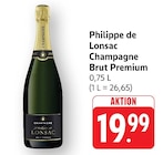 Champagne Brut Premium - Philippe de Lonsac en promo chez E center Schiltigheim à 19,99 €