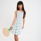 Robe à bretelles en gaze de coton ecru fille en promo chez La Halle Robe à bretelles en gaze de coton ecru fille dans le catalogue La Halle
