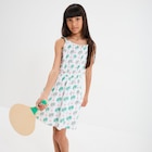 Robe à bretelles en gaze de coton ecru fille en promo chez La Halle Robe à bretelles en gaze de coton ecru fille dans le catalogue La Halle