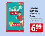 Baby-dry Windeln oder Pants Angebote von Pampers bei famila Nordost Lüneburg für 6,99 €