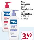 Body Milk oder Body Balsam oder Body Lotion von Mixa im aktuellen Rossmann Prospekt für 3,49 €