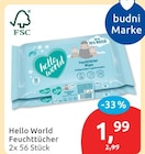 Feuchttücher von Hello World für 1,99 € bei budni im Angebot Feuchttücher von Hello World im aktuellen budni Prospekt