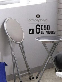 Tabouret pliant basic taupe ou noir - Géant Casino à Versailles Tabouret pliant basic taupe ou noir en promo chez Géant Casino Versailles à 6,50 €