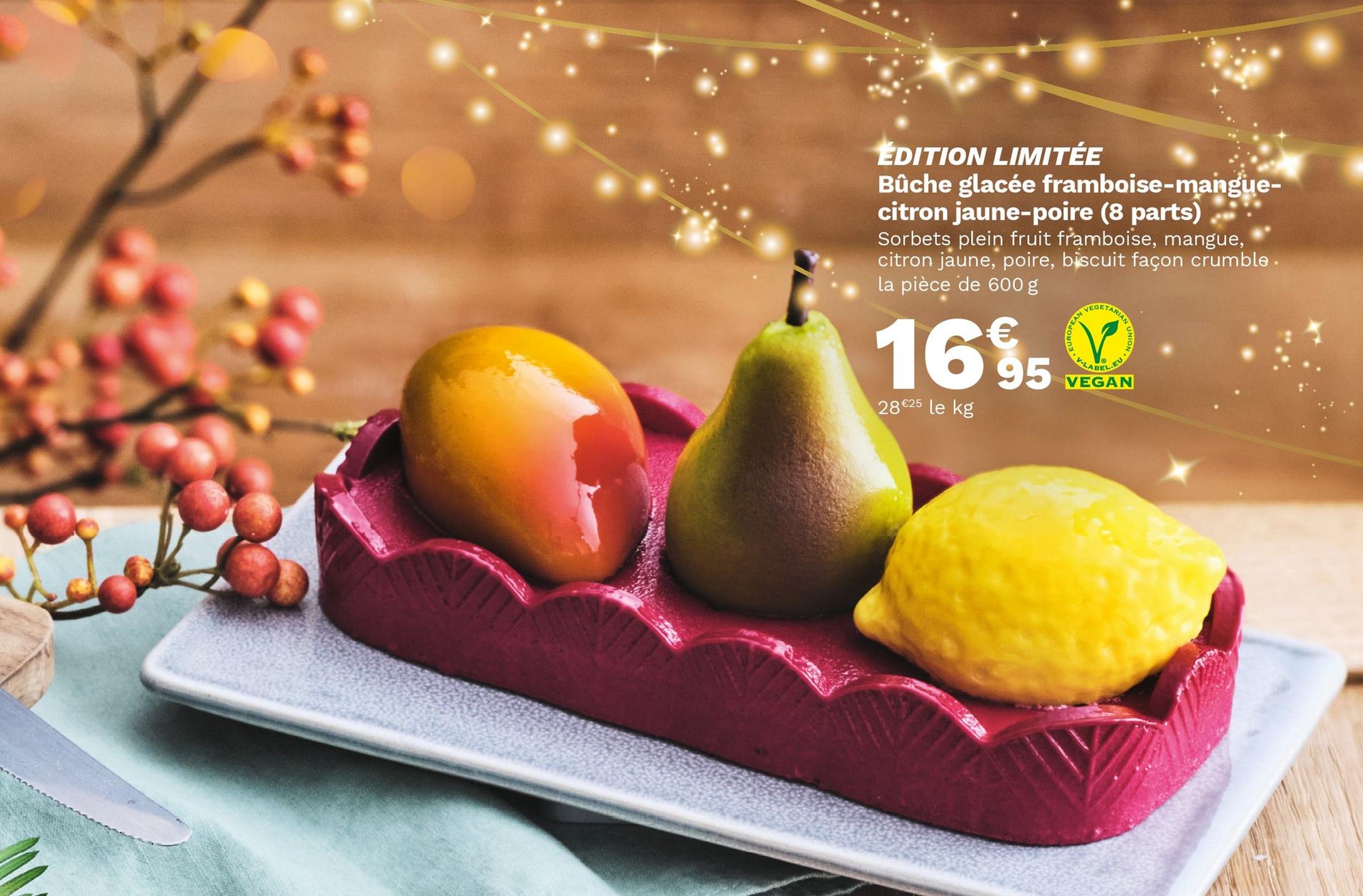 Picard Saintes - Bûche glacée framboise-manguecitron jaune-poire (8 parts) Promo Bûche glacée framboise-manguecitron jaune-poire (8 parts) dans le catalogue Picard Joyeux Noël(s) à Saintes