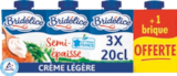Crème légère semi-épaisse uht - BRIDÉLICE dans le catalogue Aldi