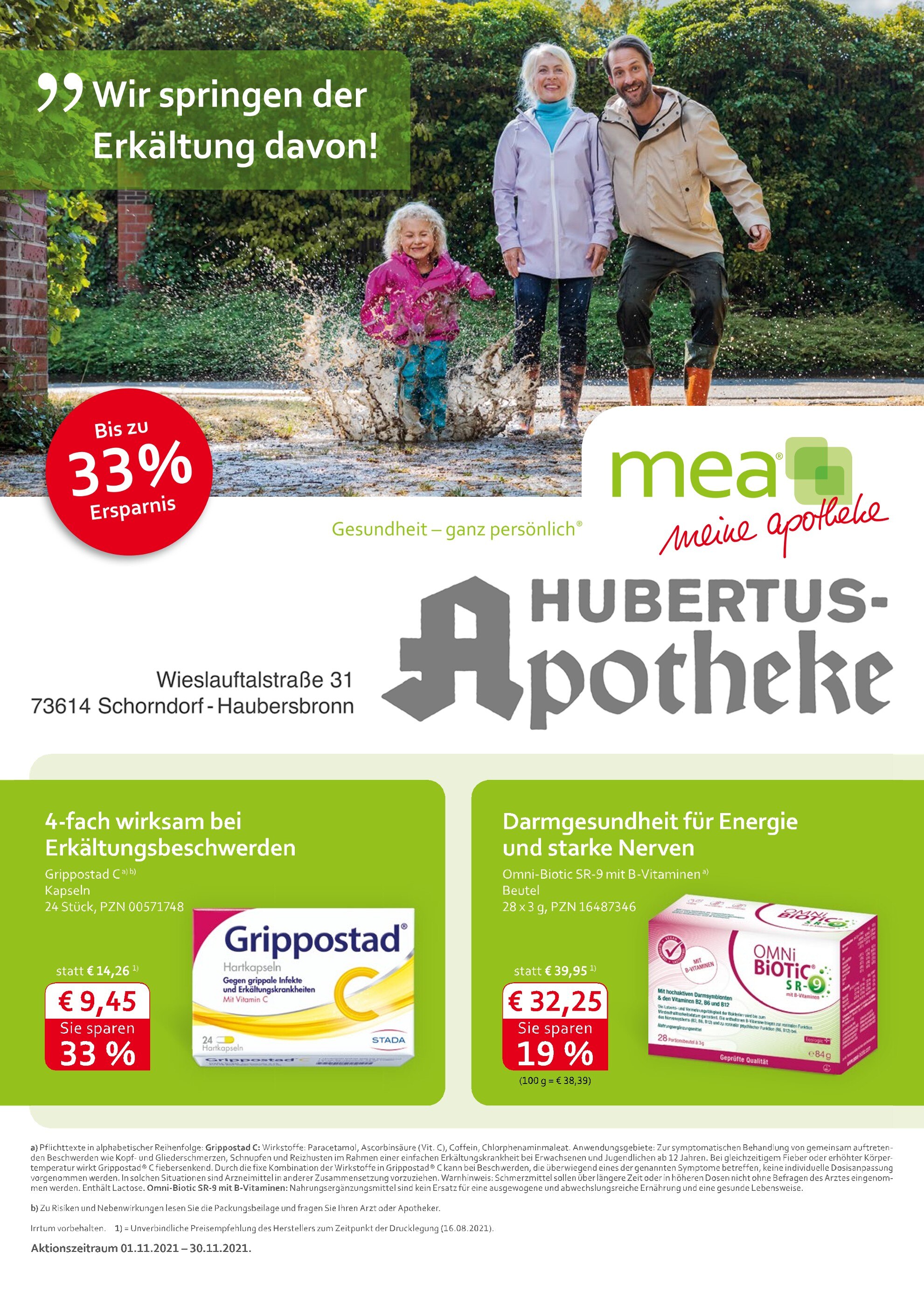 mea - meine apotheke Prospekt für Birkachhof mit 4 Seiten mea - meine apotheke Prospekt für Birkachhof: "Unsere November-Angebote", 4 Seiten, 01.11.2021 - 30.11.2021