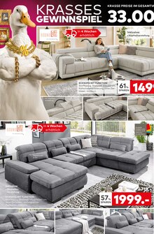 Ecksofa im porta Möbel Prospekt "KRASSER DENN JE!" mit 16 Seiten (Frankfurt (Main))