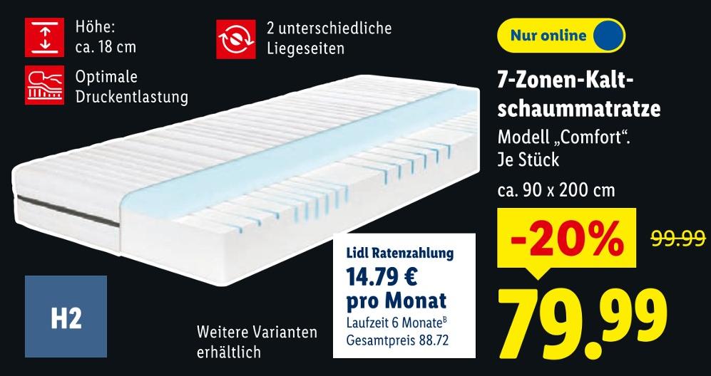 7-Zonen-Kaltschaummatratze Modell Comfort
