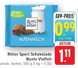 Schokolade Bunte Vielfalt Angebote von Ritter Sport bei EDEKA Schwäbisch Hall für 0,99 €