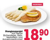 Aktuelles Stangenspargel mit Sauce Hollandaise, Salzkartoffeln und Schweineschnitzel Angebot bei E center in Heidelberg ab 18,90 €