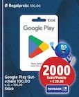 Google Play Gutschein 100,00 von Google Play für 100,00 € bei E center im Angebot Google Play Gutschein 100,00 von Google Play im aktuellen E center Prospekt