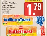 Butter-, Vollkorn- oder Körner Balance Toast im Angebot bei WEZ in Löhne Butter-, Vollkorn- oder Körner Balance Toast Angebote von Harry bei WEZ Löhne für 1,79 €