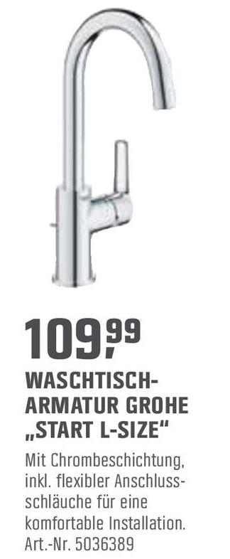 OBI Stadtbergen - Waschtischarmatur „Start L-Size“ Waschtischarmatur „Start L-Size“ Angebot bei OBI Stadtbergen im Prospekt ALLES MACHBAR