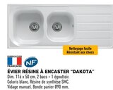 Évier résine à encaster "Dakota" en promo chez Brico Cash Saint-Étienne