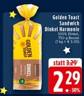 Dinkel Harmonie Sandwich im Angebot bei EDEKA in Erkelenz Dinkel Harmonie Sandwich Angebote von Golden Toast bei EDEKA Erkelenz für 2,29 €