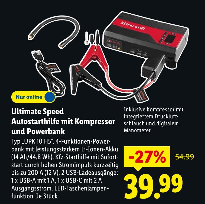 Autostarthilfe mit Kompressor und Powerbank