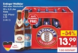 Weißbier Hell oder Alkoholfrei Angebote von Erdinger bei Netto Marken-Discount Fürth für 13,99 €