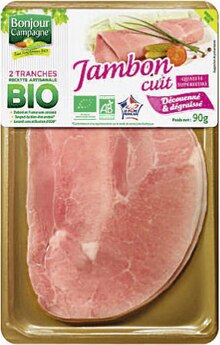 Jambon cuit Bio - Géant Casino à La Courneuve Jambon cuit Bio en promo chez Géant Casino La Courneuve à 2,40 €
