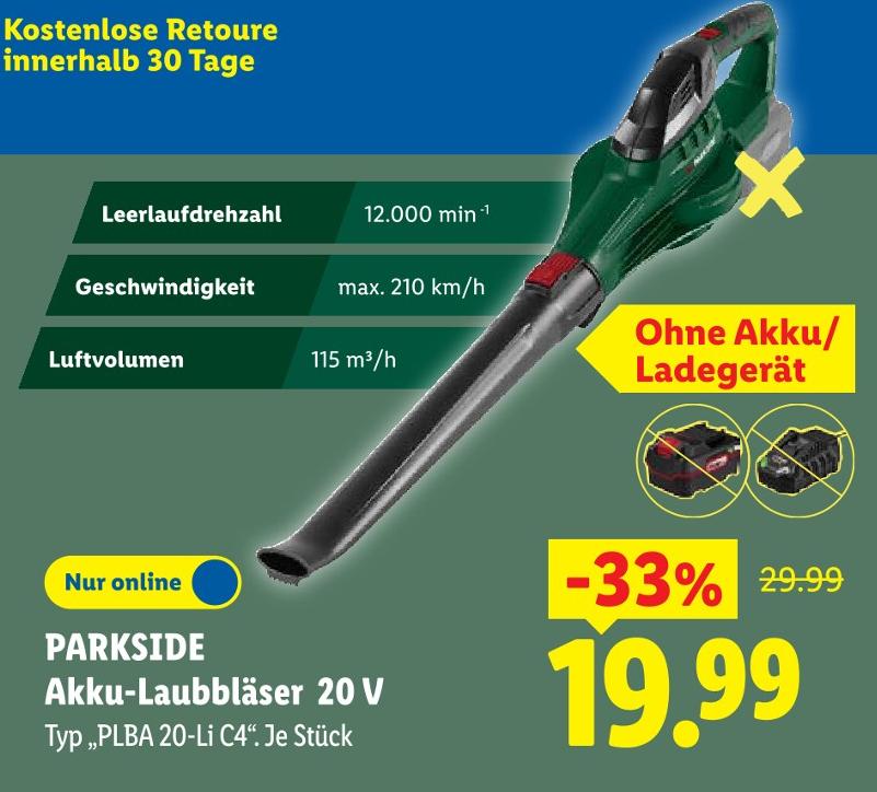 Akku-Laubbläser 20 V