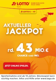 Spielwaren im LOTTO Bayern Prospekt Spielwaren im LOTTO Bayern Prospekt "Aktueller Jackpot rund 43 Mio. €" auf Seite 1