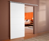 Kit porte coulissante blanche 4 inserts - 830 mm + rail en aluminium - Brico Dépôt à Valence Kit porte coulissante blanche 4 inserts - 830 mm + rail en aluminium en promo chez Brico Dépôt Valence à 119,00 €