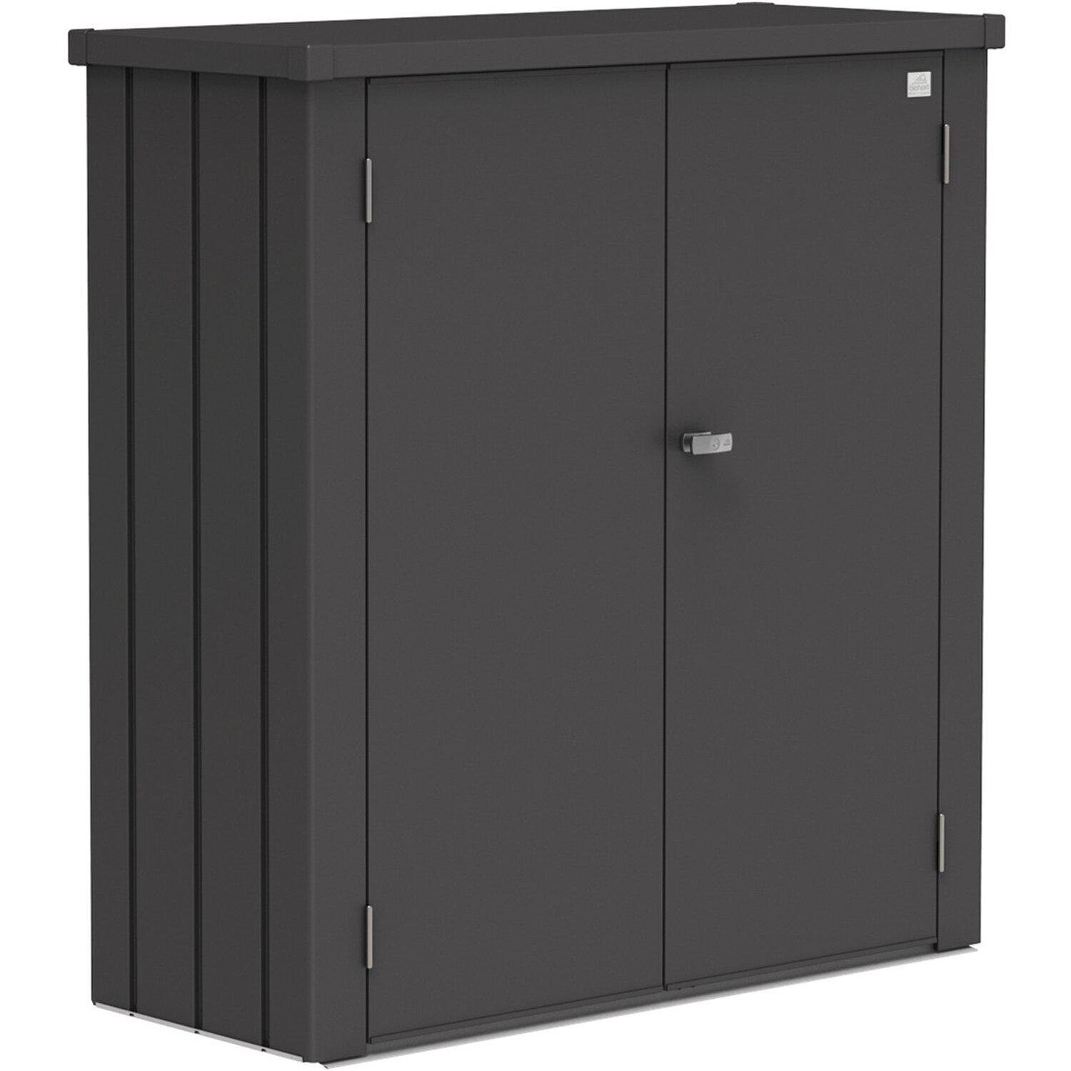 OBI Suhl - Terrassenschrank Romeo Gr. M Dunkelgrau HxBxT: 140 cm x 132 cm x 57 cm Terrassenschrank Romeo Gr. M Dunkelgrau HxBxT: 140 cm x 132 cm x 57 cm Angebot bei OBI Suhl im Prospekt ORDNUNG IM GARTEN