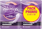 Serviettes hygiéniques incontinence long plus 2x6 - Always Discreet à 4,56 € dans le catalogue Intermarché Hyper
