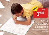 Carte du monde à colorier - Gifi à Pau Carte du monde à colorier en promo chez Gifi Pau à 1,35 €