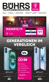 Handy im Telekom Partner Bührs Melle Prospekt "GENERATIONEN IM VERGLEICH" mit 8 Seiten (Bielefeld)