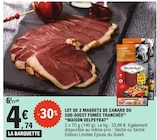 Lot de 2 magrets de canard du Sud-Ouest fumés tranchés - Maison Delpeyrat - E.Leclerc à Chartres Lot de 2 magrets de canard du Sud-Ouest fumés tranchés - Maison Delpeyrat en promo chez E.Leclerc Chartres à 4,74 €