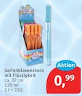 Seifenblasenstock mit Flüssigkeit für 0,99 € bei budni im Angebot Seifenblasenstock mit Flüssigkeit im aktuellen budni Prospekt