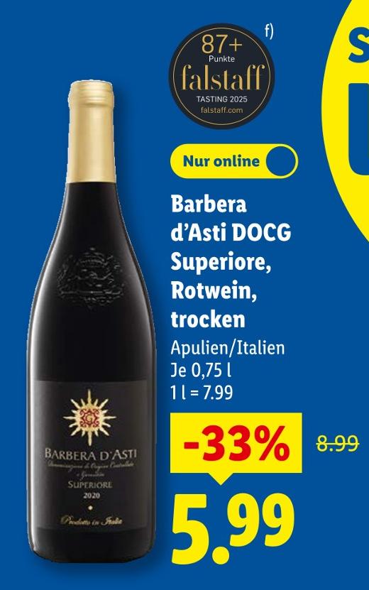 Barbera d’Asti DOCG Superiore, Rotwein, trocken